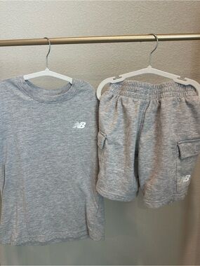 New Balance Grey Kids' Two-Piece Set - Short Sleeve Top & Shorts